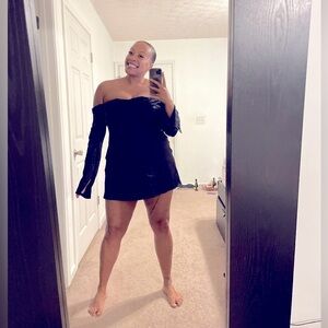 Meshki Giselle Satin Micro Mini Off The Shoulder